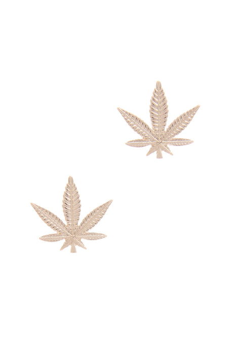 Cannabis Gold Metal Earring Studs