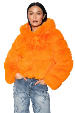 Maddy Orange Faux Fox Fur