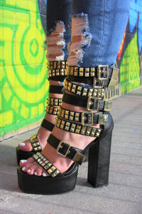 Keila Black Platform Heels Size 7 & 7.5