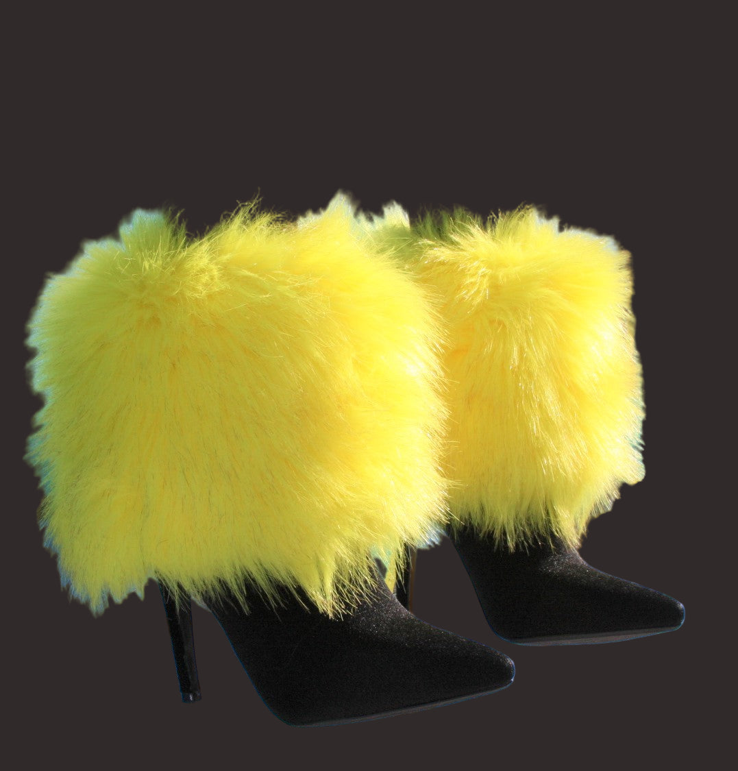 A3 Yellow Ankle Faux-Fur Shoe Covers – nellybernalcollection.com