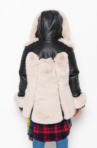 Austin Kids Black & Taupe Moto Jacket w/ Fur Trim