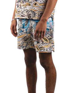 Bobby Men's Light Blue Rack City Tapestry Jacquard Shorts