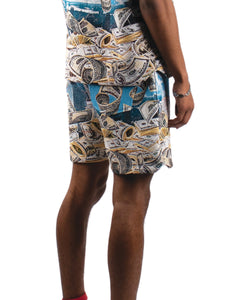 Bobby Men's Light Blue Rack City Tapestry Jacquard Shorts