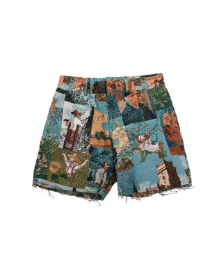 Vincent Men's Light Blue Floral Heavy Weight Tapestry Jacquard Shorts