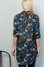 Dino Print High Low Long Sleeve Shirt