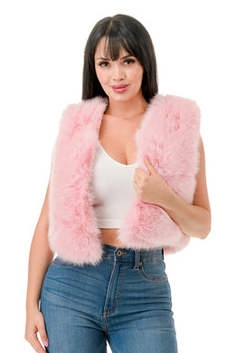 Alicia Pink Open Front Faux Fur Vest