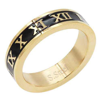 Gold With Black Roman Numeral Ring