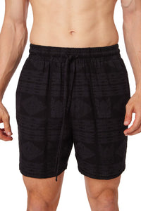 Angelo Black Men's Textured Cotton Elastic Shorts