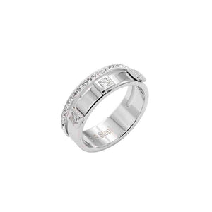 Silver Stainless Steel CZ Ring