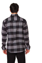 Nate Charcoal Flannel Long Buffalo Plaid Shirt
