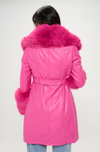 Sabrina Hot Pink Vegan Leather Penny Coat