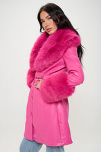 Sabrina Hot Pink Vegan Leather Penny Coat