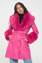 Sabrina Hot Pink Vegan Leather Penny Coat