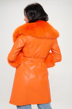 Sabrina Orange Vegan Leather Penny Coat