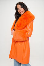 Sabrina Orange Vegan Leather Penny Coat