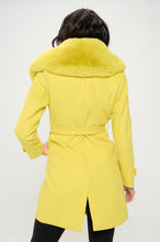 Robyn Lemon Yellow Faux Fur Collar Wrap Coat