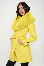 Robyn Lemon Yellow Faux Fur Collar Wrap Coat