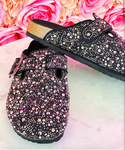 Lana Black Sparkle Rhinestone Mule Slide