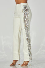 Lainey Ivory Fringe Sequin Faux Leather Pants