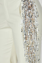 Lainey Ivory Fringe Sequin Faux Leather Pants
