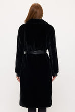 Sofia Black Belted Faux Fur Coat