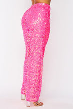 Doja Neon Pink Sparkly Sequin Straight Leg Trouser