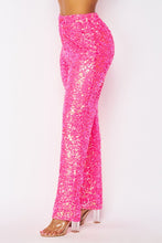 Doja Neon Pink Sparkly Sequin Straight Leg Trouser