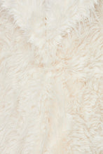 Parton Ivory Shaggy Faux Fur Lapel Collar Coat