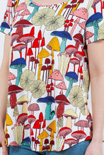 Morchella Multi Colorful Mushroom Print Short Sleeve Top