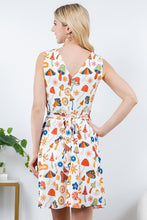 Velma White Multi-Colorful Mushroom Print Dress
