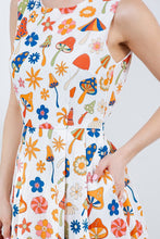 Velma White Multi-Colorful Mushroom Print Dress
