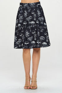 Trumpet Mushroom Black and White Skirt