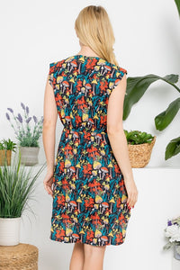 Boletus Multi Colorful Mushroom Print Dress