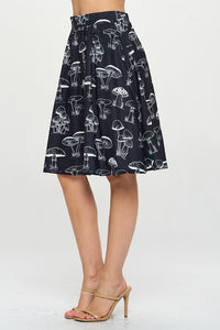 Trumpet Mushroom Black and White Skirt