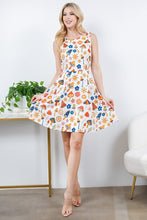 Velma White Multi-Colorful Mushroom Print Dress