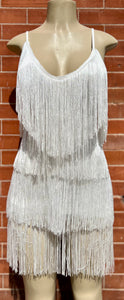 Corinne Ivory Fringe Mini Dress