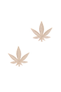 Cannabis Gold Metal Earring Studs