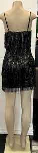Cassie Black Sequins Fringe Mini Dress