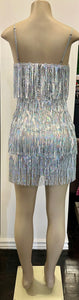 Cassie Silver Sequins Fringe Mini Dress