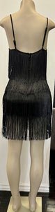 Corinne Black Fringe Mini Dress