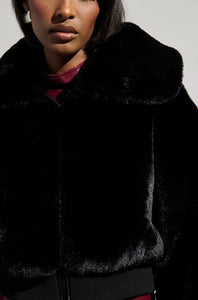 Christine Black Faux Fur Bomber