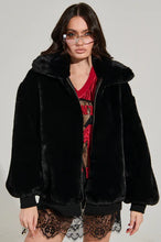Brenda Black Faux Fur Oversized Zip Up Jacket