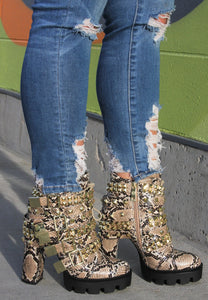 Kenya Snake Skin Printed Boots