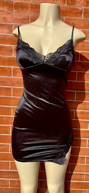 Jada Black Satin Lace Detailed Mini Dress