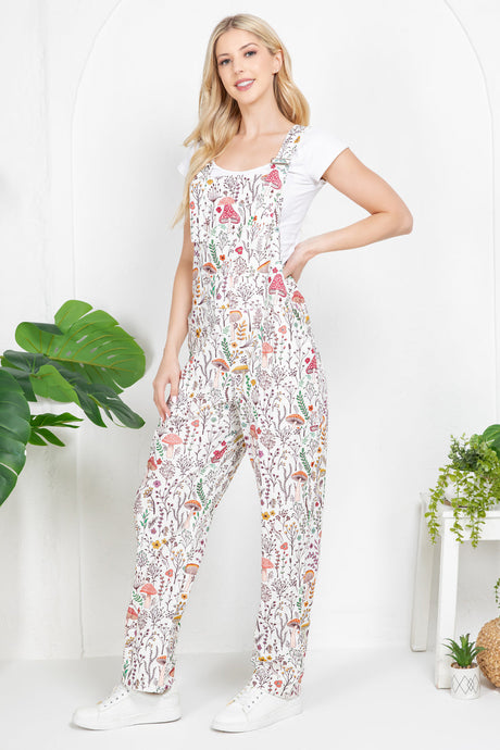 Floral Print Overalls
