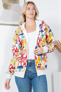 Alice White Whimsical Mushroom Fleece Zipper Hoodie