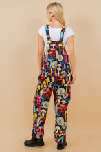 Colorful Print Black Overalls