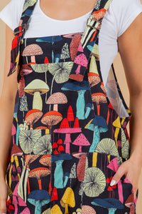 Colorful Print Black Overalls