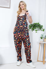Retro Multicolor Black Corduroy Overalls