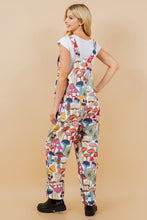 Whimsical Colorful Print White Overalls